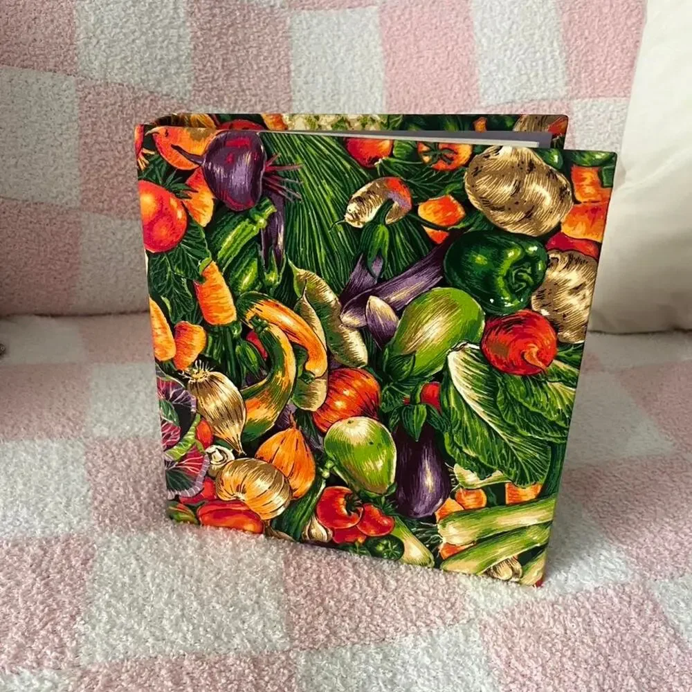 Vintage recipe binder with vegetable